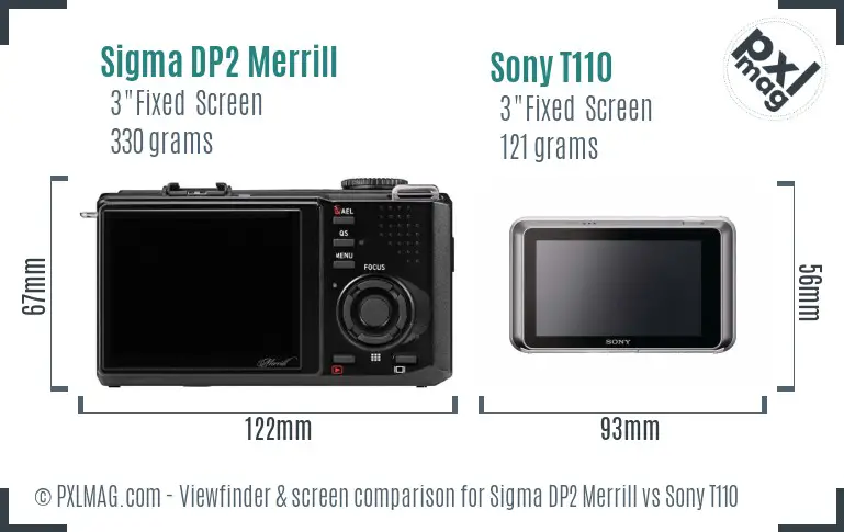 Sigma DP2 Merrill vs Sony T110 Screen and Viewfinder comparison