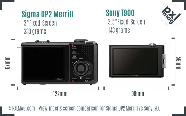 Sigma DP2 Merrill vs Sony T900 Screen and Viewfinder comparison