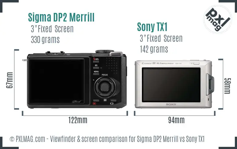 Sigma DP2 Merrill vs Sony TX1 Screen and Viewfinder comparison