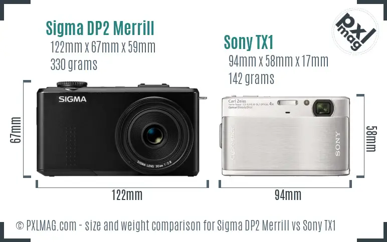 Sigma DP2 Merrill vs Sony TX1 size comparison