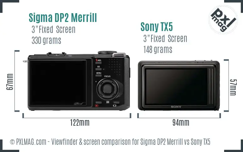 Sigma DP2 Merrill vs Sony TX5 Screen and Viewfinder comparison