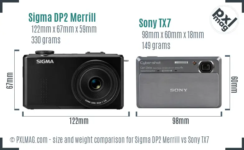 Sigma DP2 Merrill vs Sony TX7 size comparison