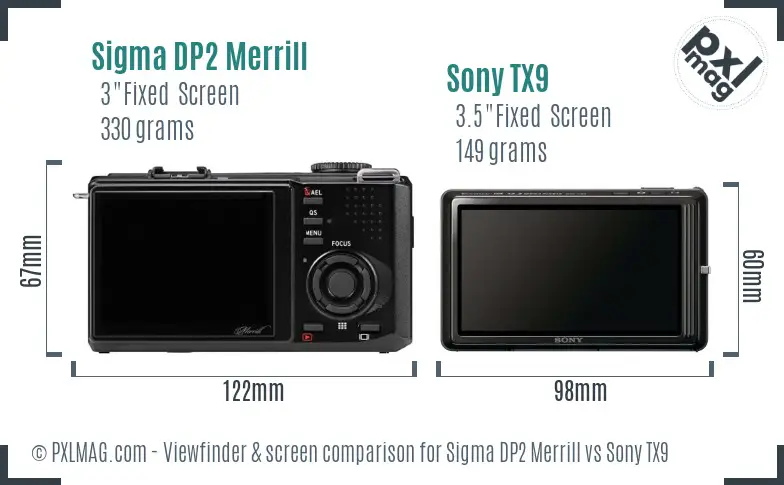 Sigma DP2 Merrill vs Sony TX9 Screen and Viewfinder comparison