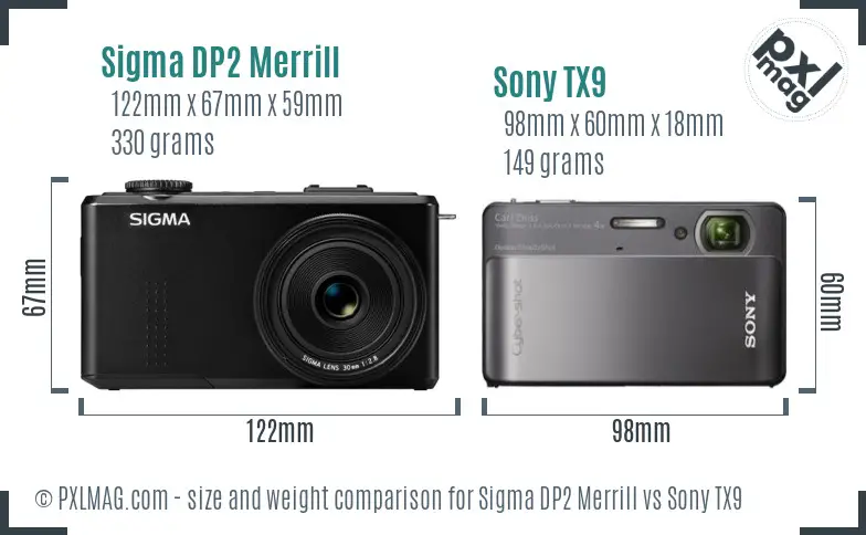 Sigma DP2 Merrill vs Sony TX9 size comparison