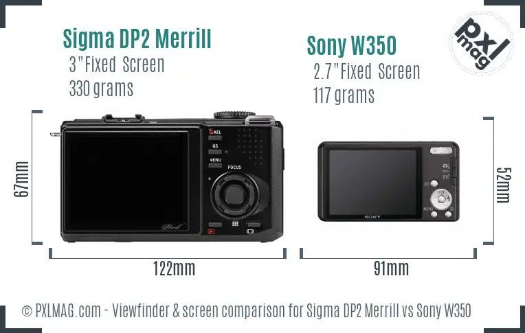 Sigma DP2 Merrill vs Sony W350 Screen and Viewfinder comparison
