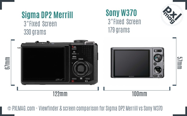 Sigma DP2 Merrill vs Sony W370 Screen and Viewfinder comparison