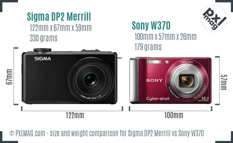 Sigma DP2 Merrill vs Sony W370 size comparison