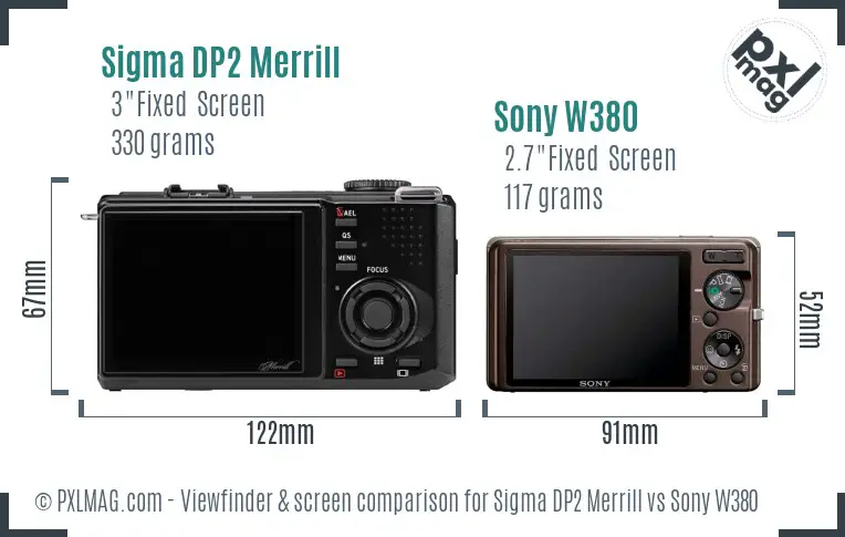 Sigma DP2 Merrill vs Sony W380 Screen and Viewfinder comparison
