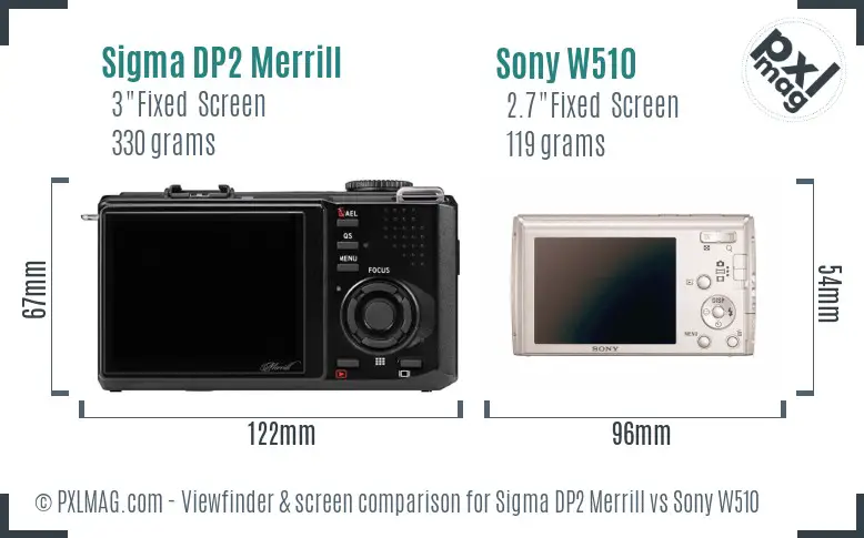 Sigma DP2 Merrill vs Sony W510 Screen and Viewfinder comparison