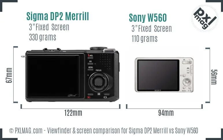 Sigma DP2 Merrill vs Sony W560 Screen and Viewfinder comparison
