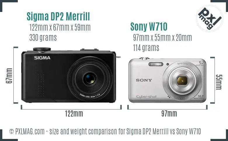 Sigma DP2 Merrill vs Sony W710 size comparison