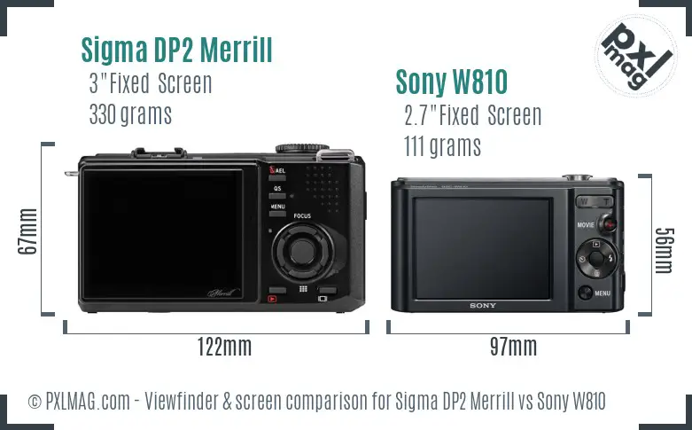 Sigma DP2 Merrill vs Sony W810 Screen and Viewfinder comparison
