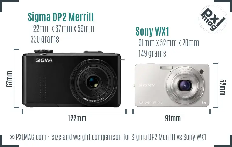 Sigma DP2 Merrill vs Sony WX1 size comparison