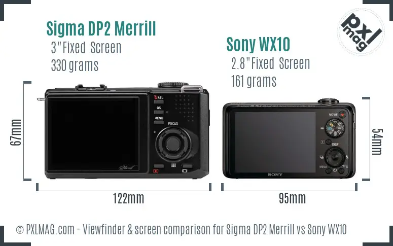Sigma DP2 Merrill vs Sony WX10 Screen and Viewfinder comparison