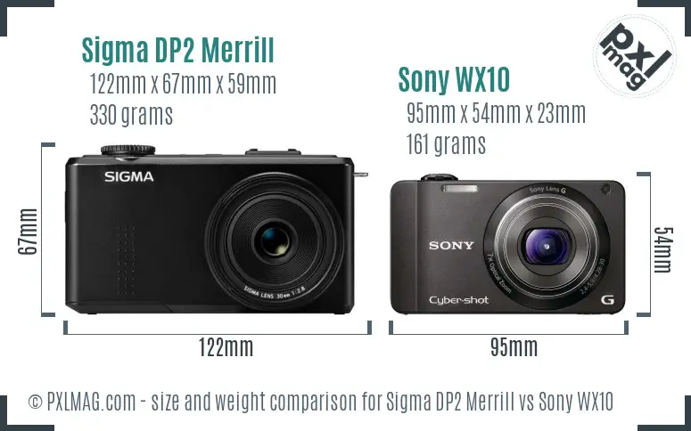 Sigma DP2 Merrill vs Sony WX10 size comparison