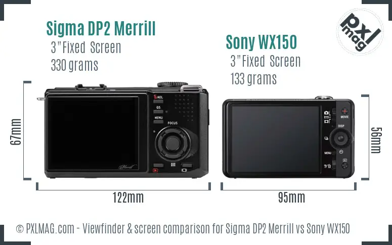 Sigma DP2 Merrill vs Sony WX150 Screen and Viewfinder comparison
