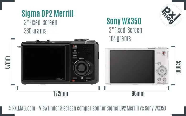 Sigma DP2 Merrill vs Sony WX350 Screen and Viewfinder comparison