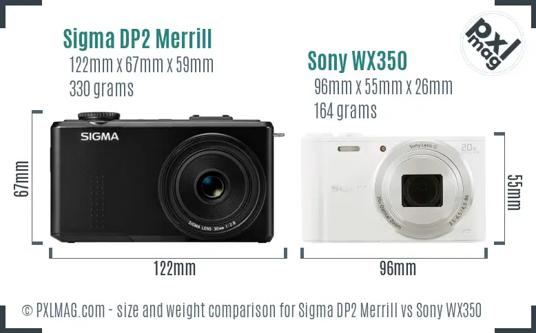 Sigma DP2 Merrill vs Sony WX350 size comparison