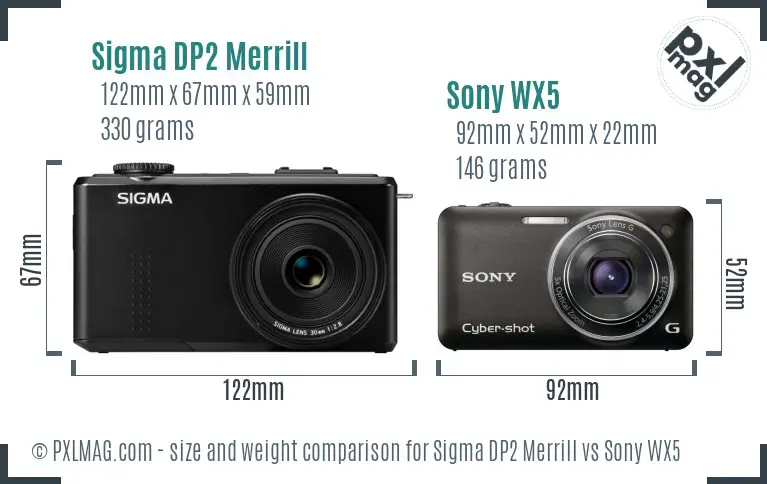 Sigma DP2 Merrill vs Sony WX5 size comparison Sigma DP2 Merrill vs Sony WX5 size comparison