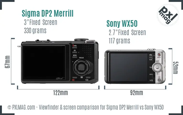 Sigma DP2 Merrill vs Sony WX50 Screen and Viewfinder comparison