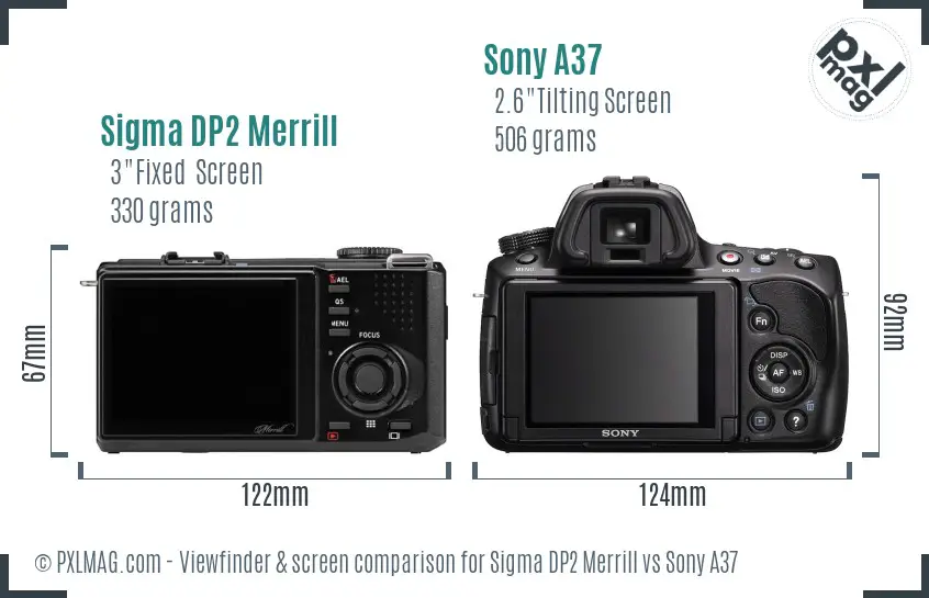 Sigma DP2 Merrill vs Sony A37 Screen and Viewfinder comparison