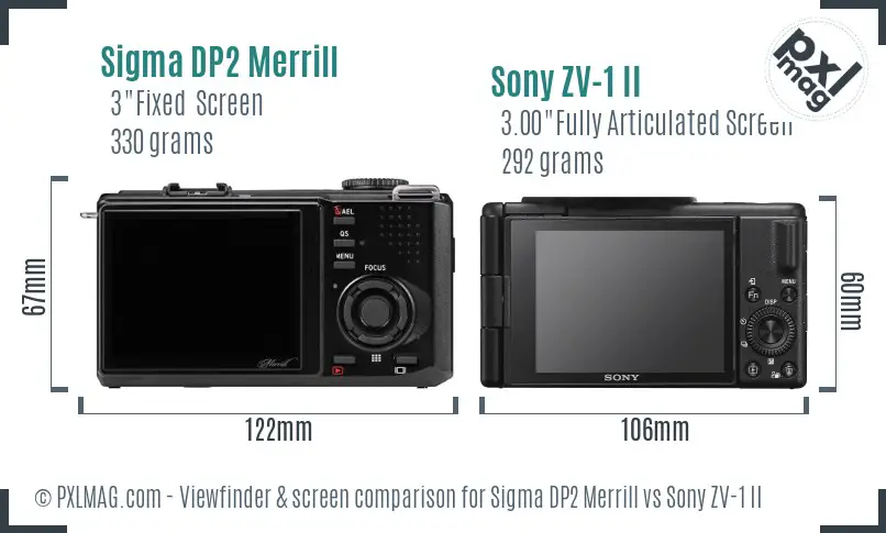 Sigma DP2 Merrill vs Sony ZV-1 II Screen and Viewfinder comparison