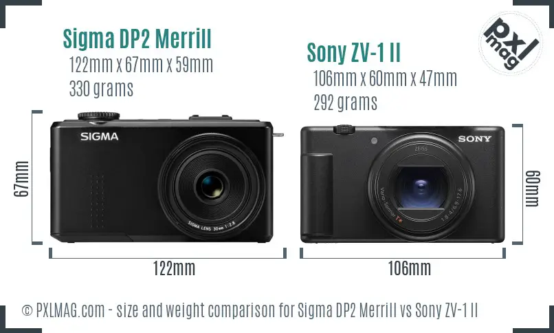 Sigma DP2 Merrill vs Sony ZV-1 II size comparison