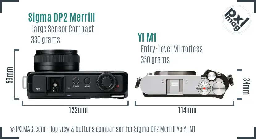 Sigma DP2 Merrill vs YI M1 top view buttons comparison