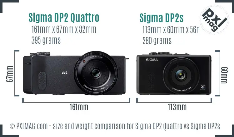 Sigma DP2 Quattro vs Sigma DP2s size comparison