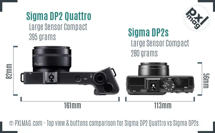 Sigma DP2 Quattro vs Sigma DP2s top view buttons comparison