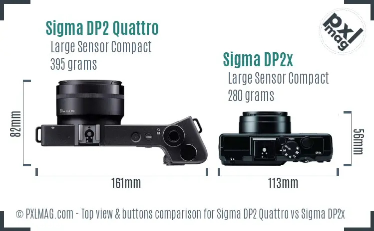 Sigma DP2 Quattro vs Sigma DP2x top view buttons comparison