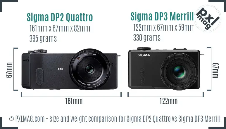 Sigma DP2 Quattro vs Sigma DP3 Merrill size comparison