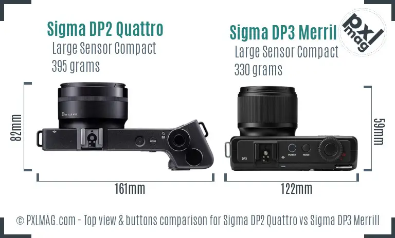 Sigma DP2 Quattro vs Sigma DP3 Merrill top view buttons comparison