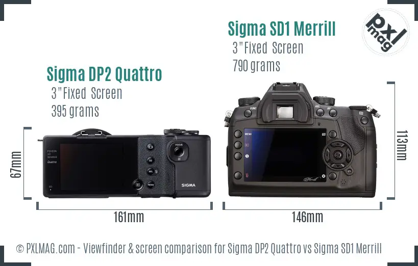 Sigma DP2 Quattro vs Sigma SD1 Merrill Screen and Viewfinder comparison
