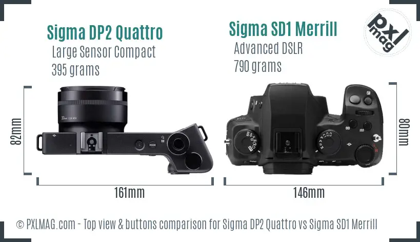 Sigma DP2 Quattro vs Sigma SD1 Merrill top view buttons comparison