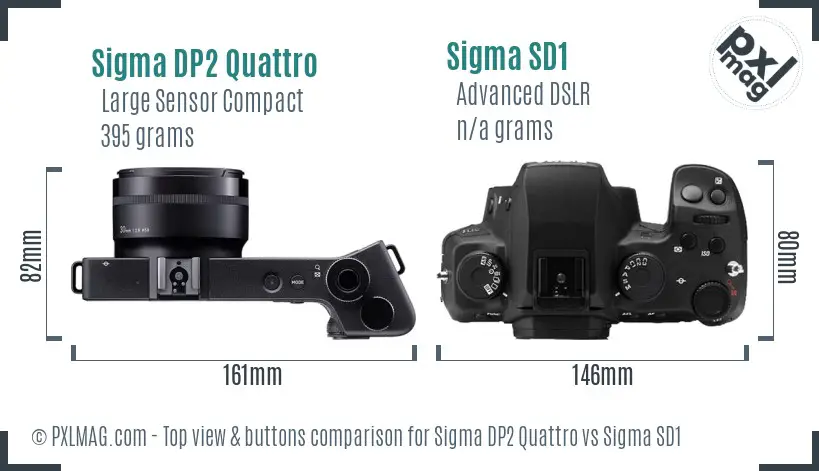 Sigma DP2 Quattro vs Sigma SD1 top view buttons comparison
