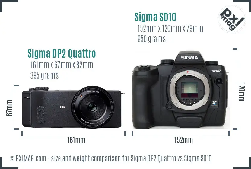 Sigma DP2 Quattro vs Sigma SD10 size comparison