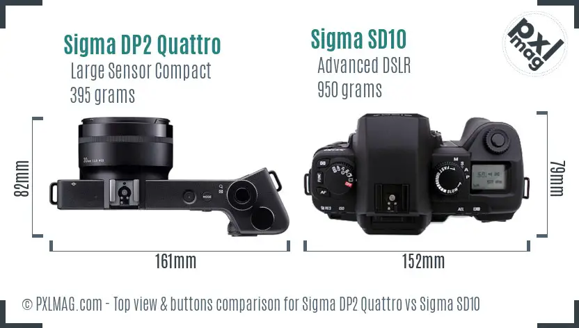 Sigma DP2 Quattro vs Sigma SD10 top view buttons comparison