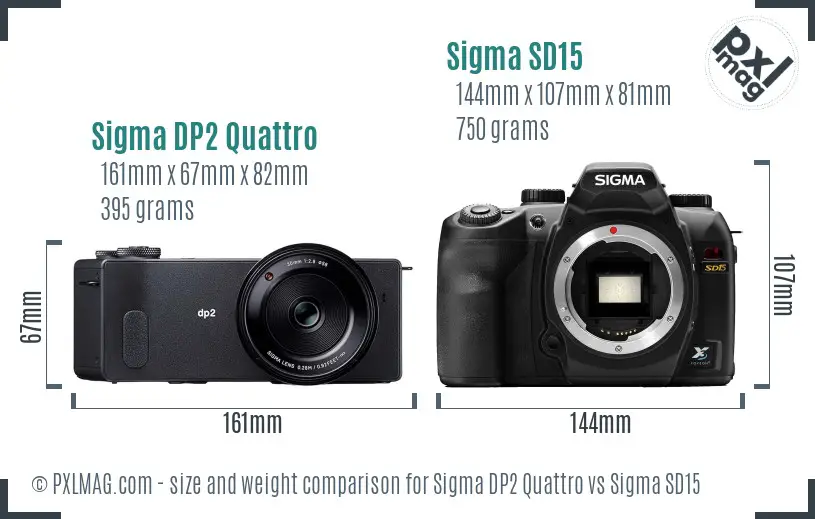Sigma DP2 Quattro vs Sigma SD15 size comparison