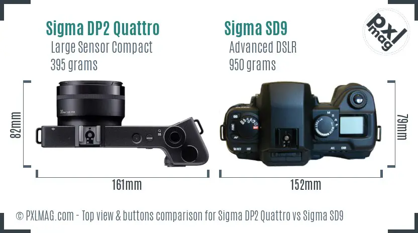 Sigma DP2 Quattro vs Sigma SD9 top view buttons comparison