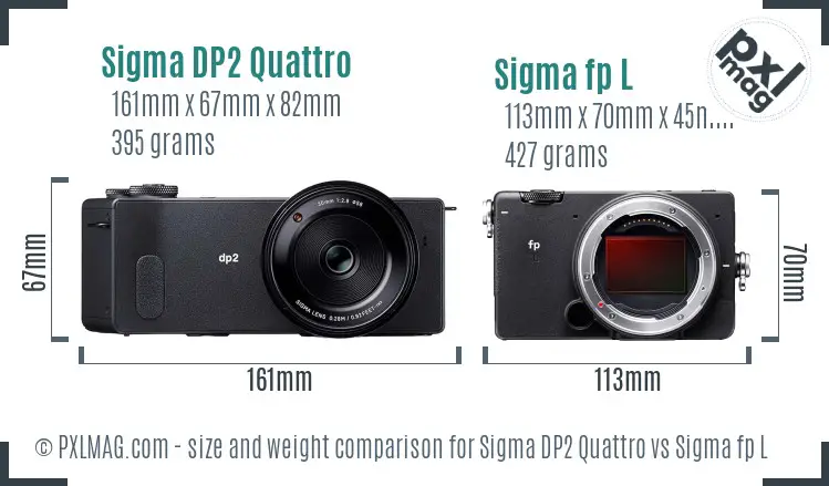 Sigma DP2 Quattro vs Sigma fp L size comparison