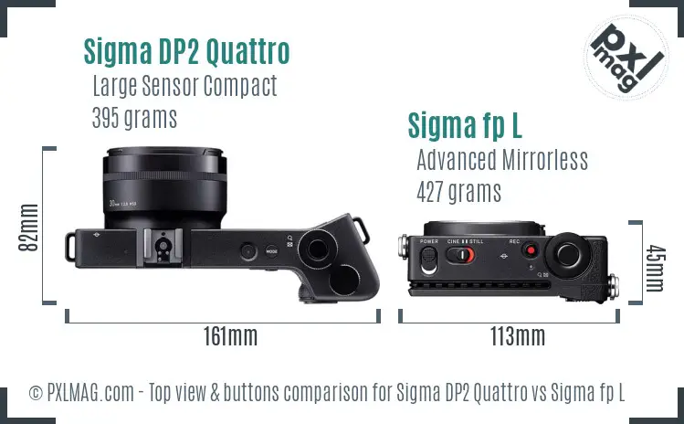 Sigma DP2 Quattro vs Sigma fp L top view buttons comparison