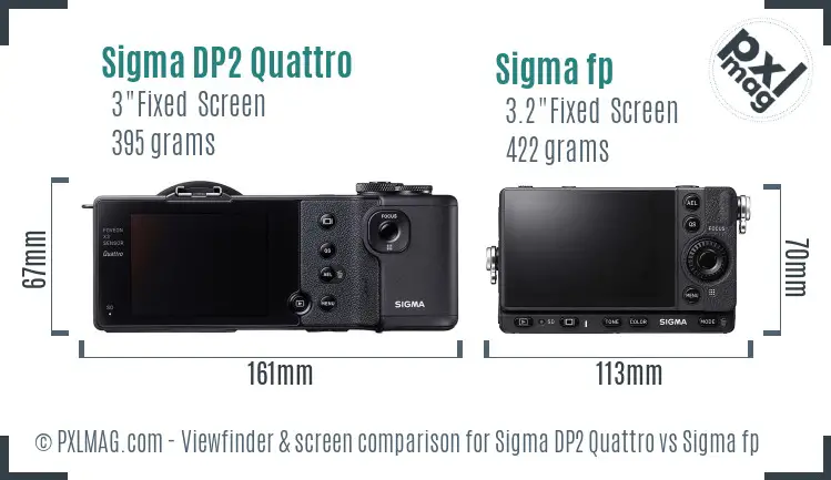 Sigma DP2 Quattro vs Sigma fp Screen and Viewfinder comparison