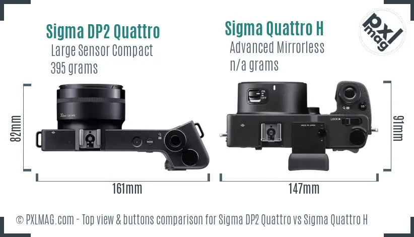 Sigma DP2 Quattro vs Sigma Quattro H top view buttons comparison