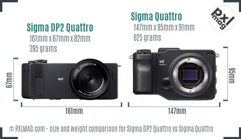 Sigma DP2 Quattro vs Sigma Quattro size comparison