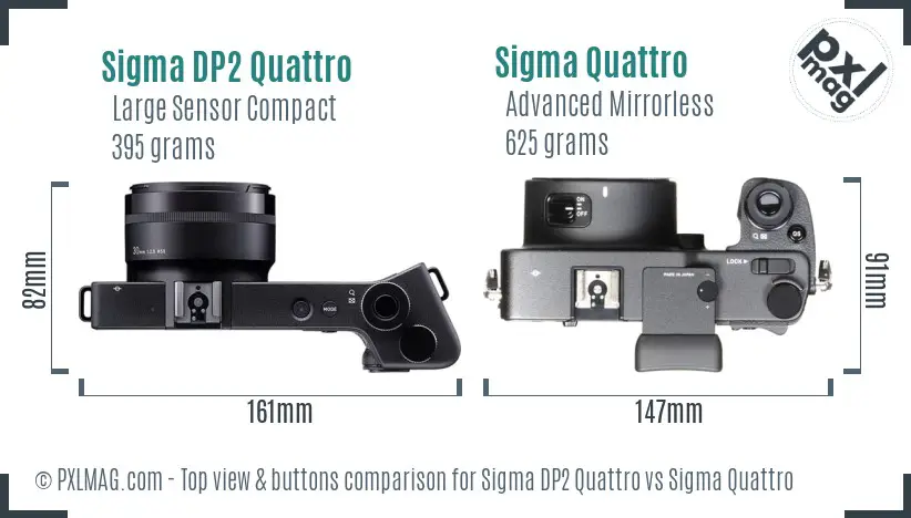 Sigma DP2 Quattro vs Sigma Quattro top view buttons comparison