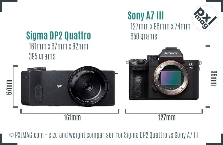 Sigma DP2 Quattro vs Sony A7 III size comparison