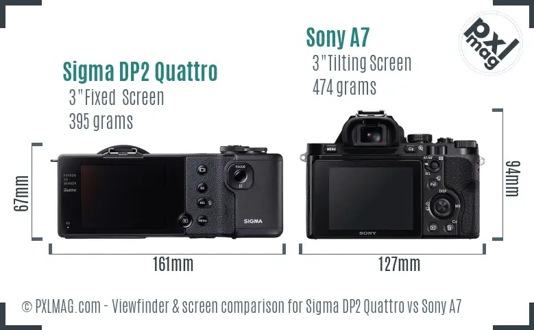 Sigma DP2 Quattro vs Sony A7 Screen and Viewfinder comparison