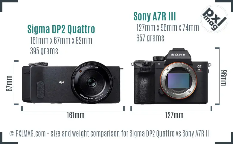 Sigma DP2 Quattro vs Sony A7R III size comparison