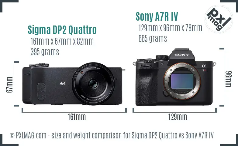 Sigma DP2 Quattro vs Sony A7R IV size comparison